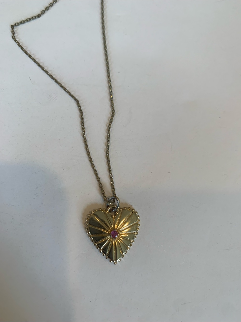 Gold Plated Sterling Silver Heart Necklace Love & Vitality CZ Ruby Gemstone